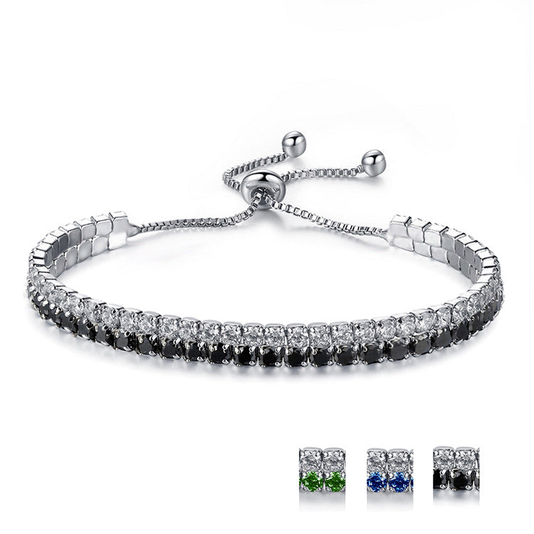 Adjustable Crystal Bracelet for Women White Black Blue Green