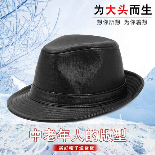 Black Croc PU Leather Men's Hat with Adjustable Strap