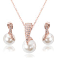 Rose Gold Pearl Pendant & Earrings Set for Weddings & Parties