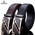 Men Genuine Leather Crocodile Belt Automatic Buckle