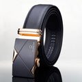 Men Leather Automatic Buckle Belt Black