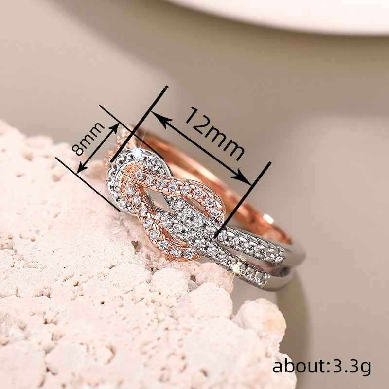 Two-Color Zircon Infinity Ring for Women Daily Wear Jewelry