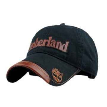 Black Timberland Cap with Leather Trim for Men