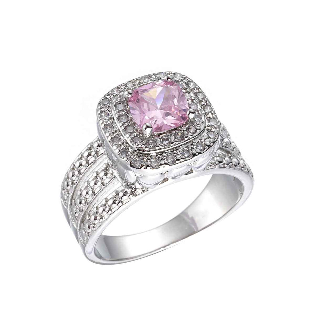 Pink Zircon Rings for Women Luxury Geometric Jewelry