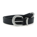 Black Women's Belt with Silver Thread Buckle