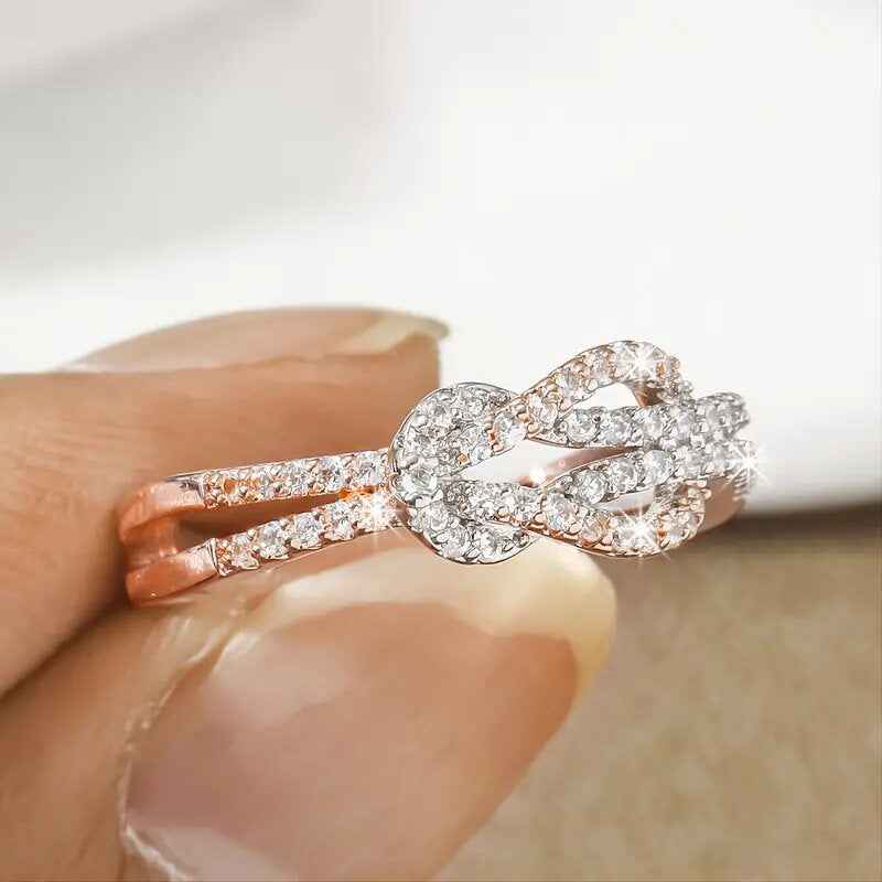 Two-Color Zircon Infinity Ring for Women Daily Wear Jewelry