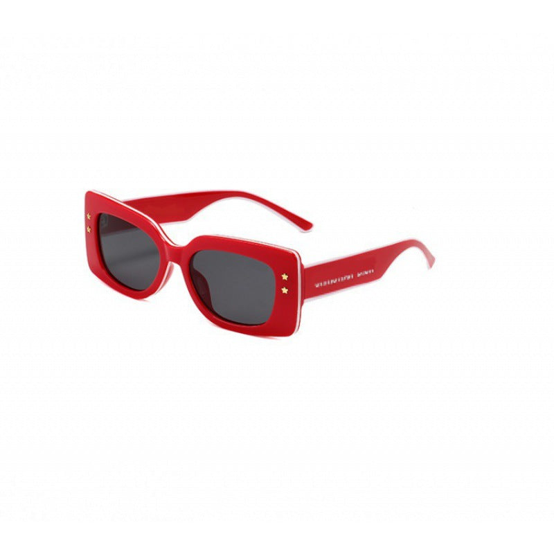Trendy Square Frame Sunglasses with Gold Star Detail