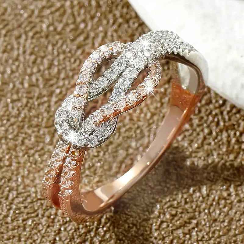 Two-Color Zircon Infinity Ring for Women Daily Wear Jewelry