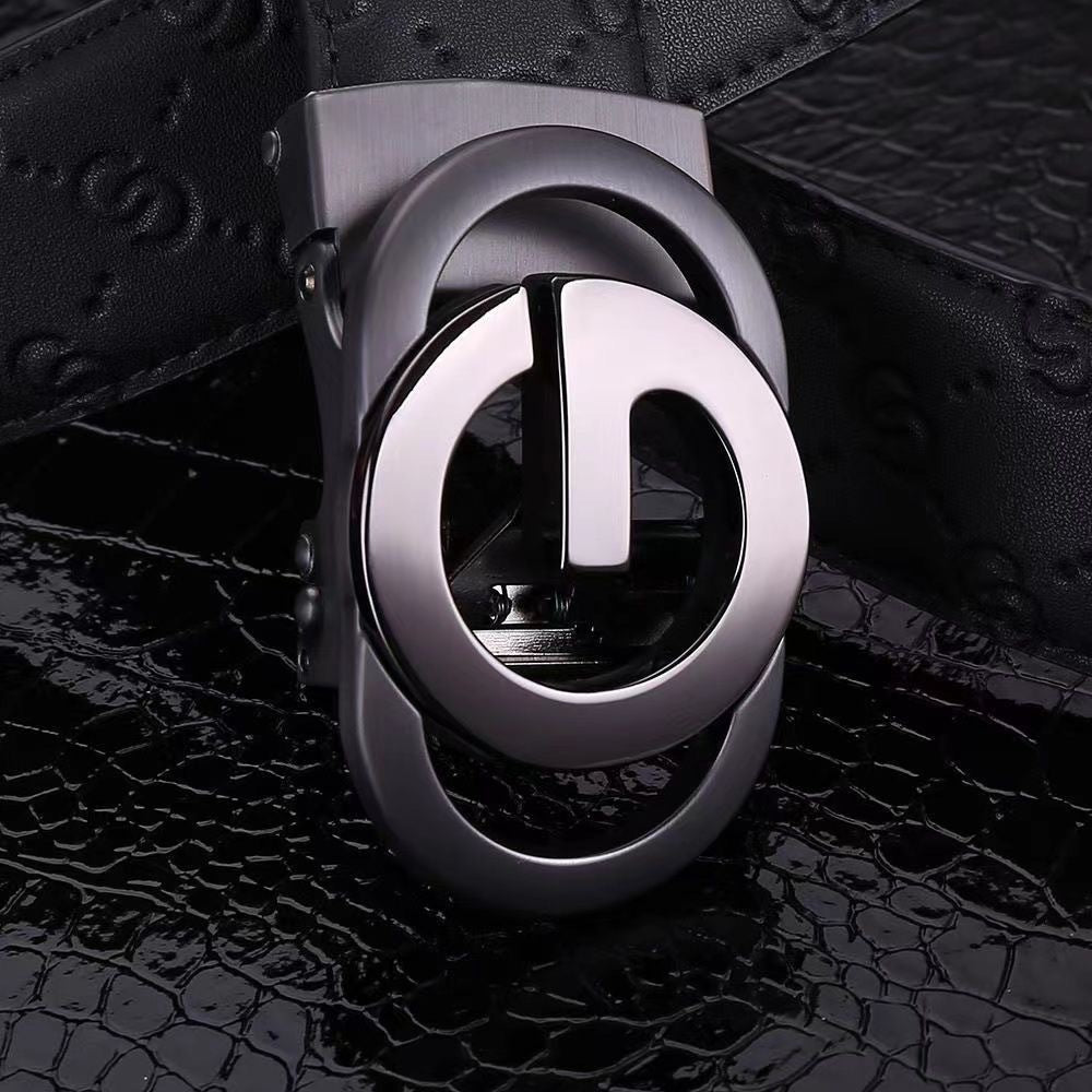 Men's Genuine Leather Automatic Buckle Belt Black
