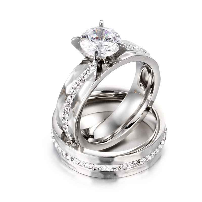 Titanium Steel Couple Rings Valentine Gift