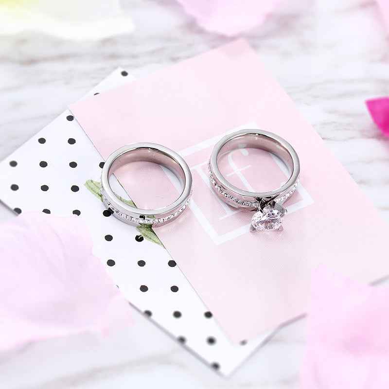 Titanium Steel Couple Rings Valentine Gift