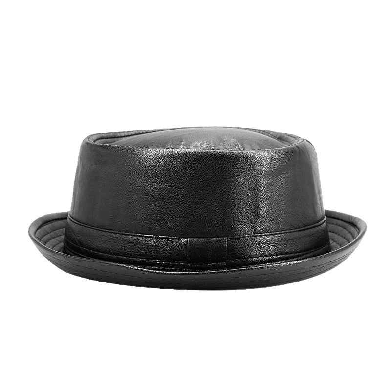 Black Croc PU Leather Men's Hat with Adjustable Strap