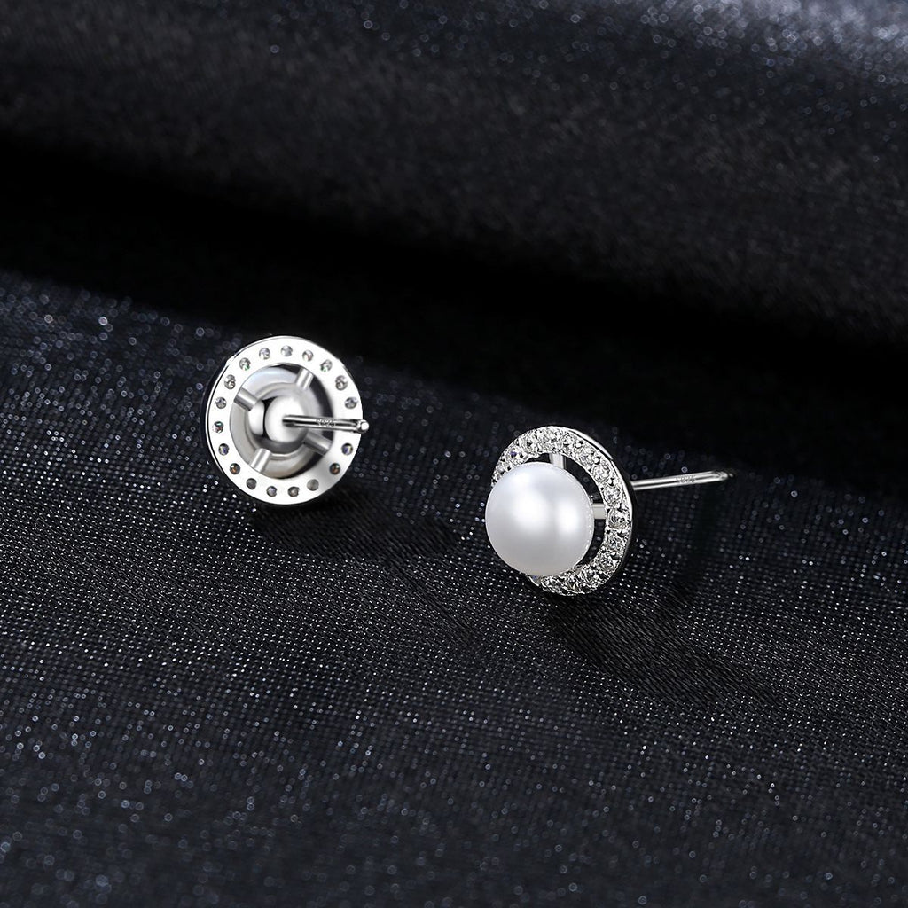 PAG & MAG Earrings Pearl Zircon Halo 925 Silver