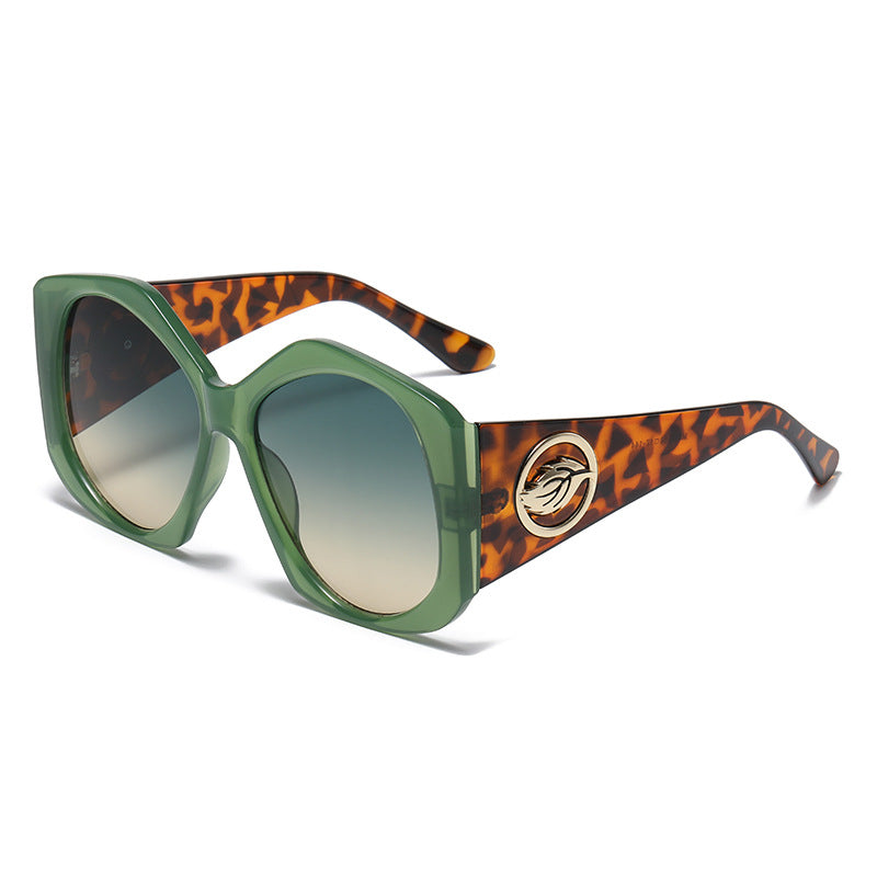 Trendy Green Leopard Print Sunglasses UV Protection Lightweight