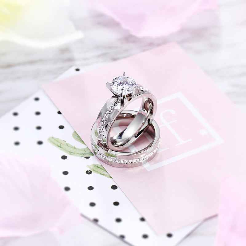 Titanium Steel Couple Rings Valentine Gift