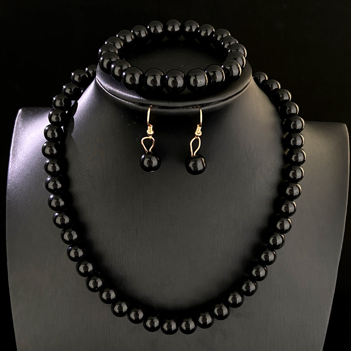 White Pearl Necklace Bracelet Earrings Set for Women