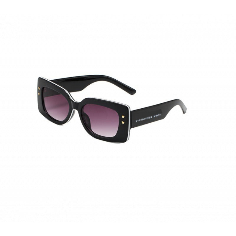 Trendy Square Frame Sunglasses with Gold Star Detail