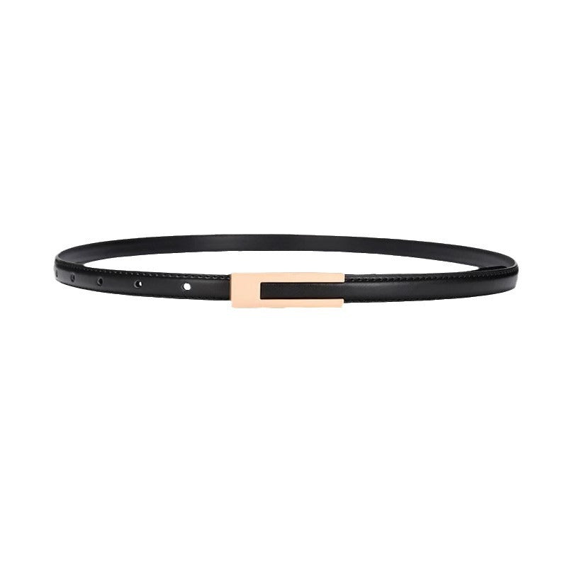 Women's Genuine Leather Belt Black Brown Thin Retro Casual Waist Belt