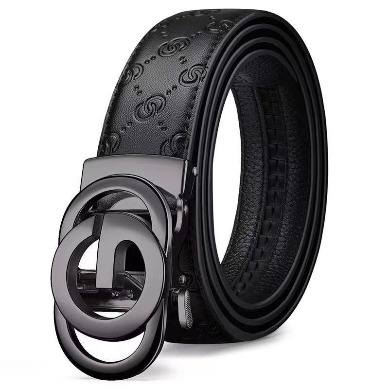 Men's Genuine Leather Automatic Buckle Belt Black