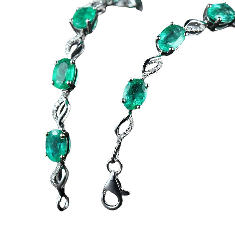 Emerald Bracelet Silver Plated Green Stones Daily Wear