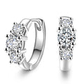 Three Diamond Zircon Earrings White Gold Pakistani Women