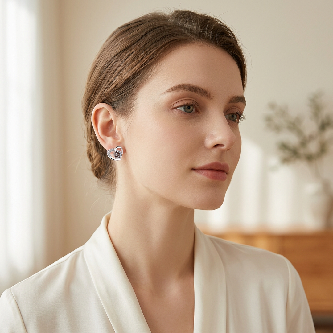 Heart Shaped Silver Earrings for Women 999 Pure